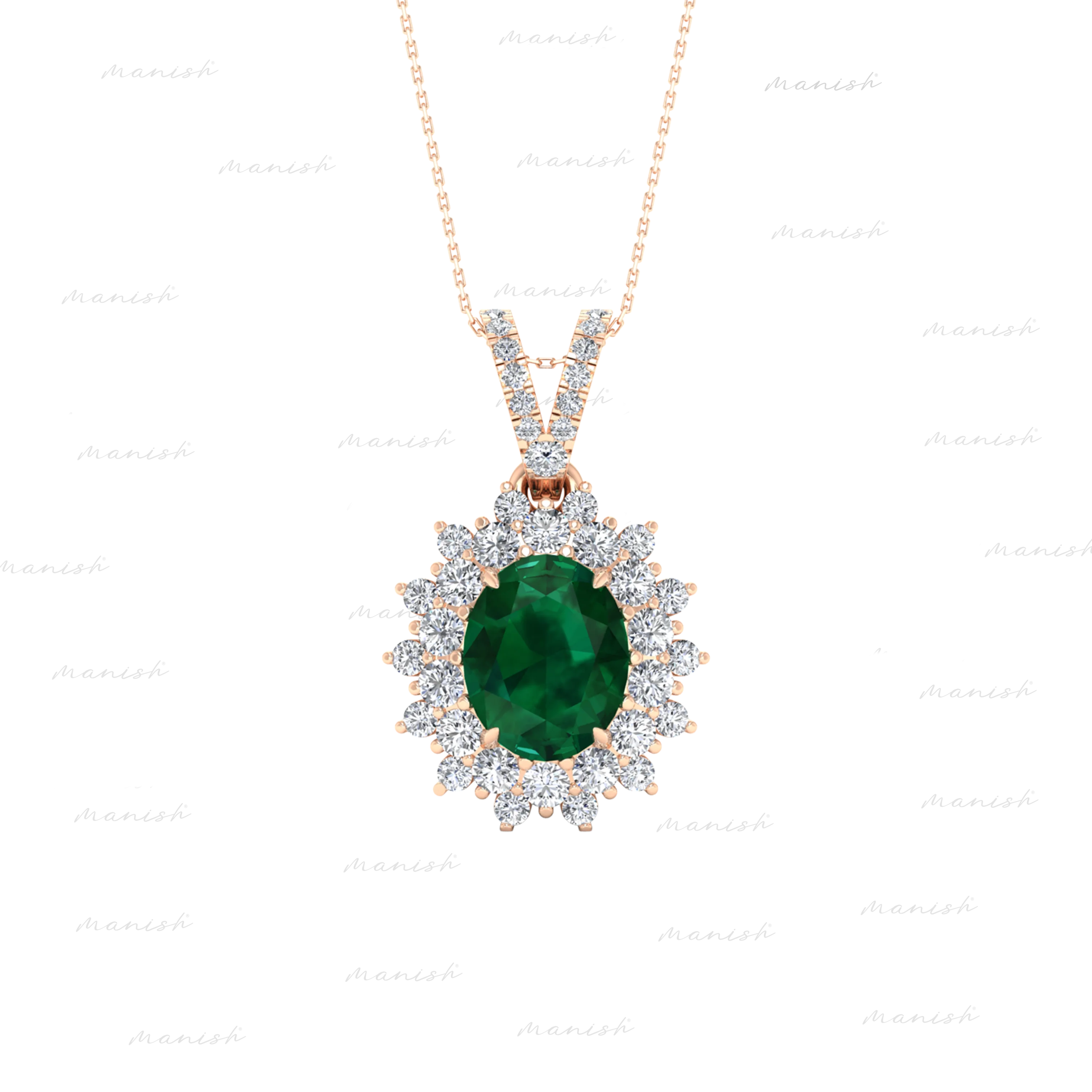 Ele Diamond and Emerald Pendant